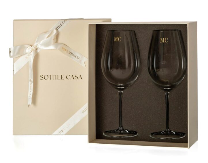 Caixa Presente com 2 Taças de Cristal para Vinho Malbec